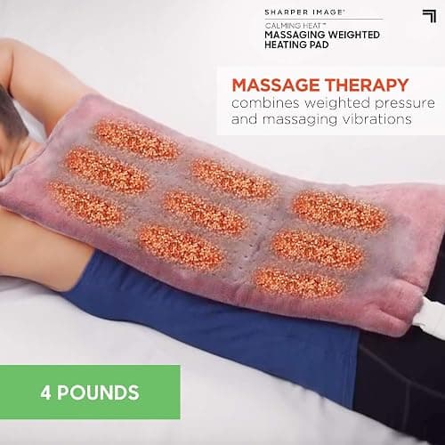 Calming Heat Massaging Weighted Heating Pad by Sharper Image- Electric Heating Pad with Massaging Vibrations, Auto-Off,12 Settings- 3 Heat, 9 Massage- 27 Relaxing Combinations, 12” x 24”, 4lbs thumbnail 3