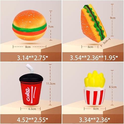 Anboor 4 Pack Food Squishy Toy Age 3+ for Kid and Adults, Simulation French Fries Hamburger Drink Fidget Toy Sensory Stress Relief Stress Ball Gifts & Joke For Colleagues thumbnail 3