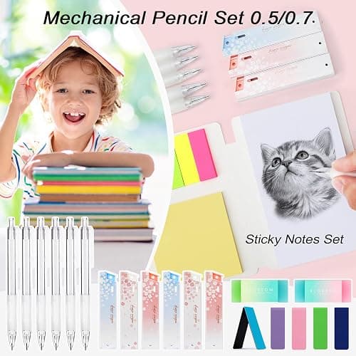VICHOS Aesthetic Pencil Case with Stationery Included (63pcs Total), Pastel Highlighters| Mechanical Pencils| Gel Pens | Erasable Pens| More, 13-in-1 Back to School Stationery Supplies Set(Purple) thumbnail 5