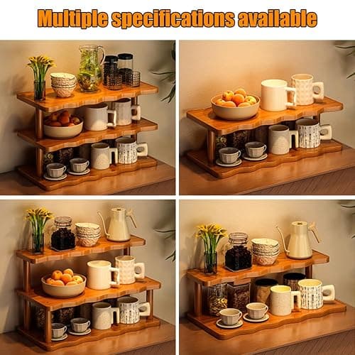 STEHEMO Coffee Mug Holder Countertop, Coffee Station Organizer, Counter Shelf for Tea Coffee Bar Accessories, Matcha Stand, Cup Display, Kitchen Condiment Storage Rack,3tier,19.69IN thumbnail 7