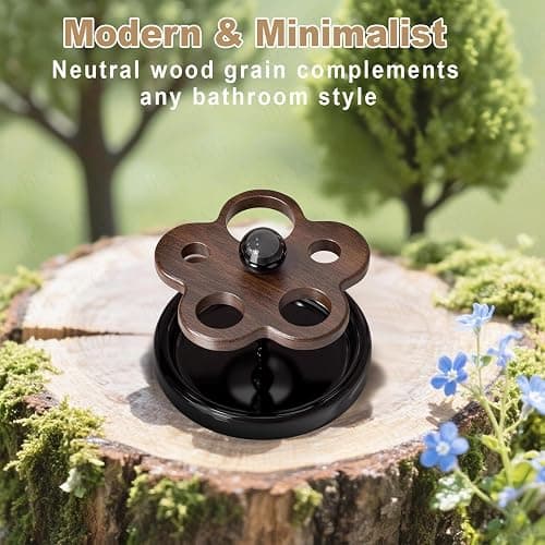 Wooden Toothbrush Holders for Bathroom 5-Slot with Cute Flower Pattern | Natural & Eco-Friendly,Open Airflow,Multi-Functional Storage,Easy to clean,Modern & Minimalist thumbnail 3