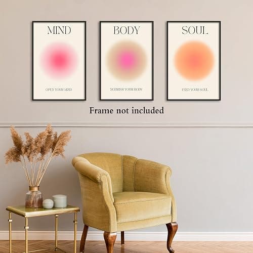 Adyggefy Art Positive Aura Aesthetic Posters 3 Piece Colorful Aura Gradient Canvas Wall Art Spiritual Soul Body Mind Quote Print Painting Danish Pastel Wall Decor for Yoga 12x16in Unframed thumbnail 8