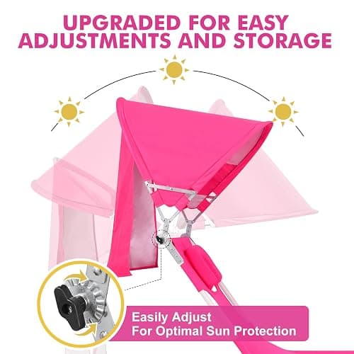 Backpack Beach Tanning Chair with Canopy Sun Shade & Face Hole, 6 Position Folding Lounge Sun Chair for Adults Outside Reading Sunbathing Poolside Camping Lawn, UPF 50+, Pink, Patent Design thumbnail 6