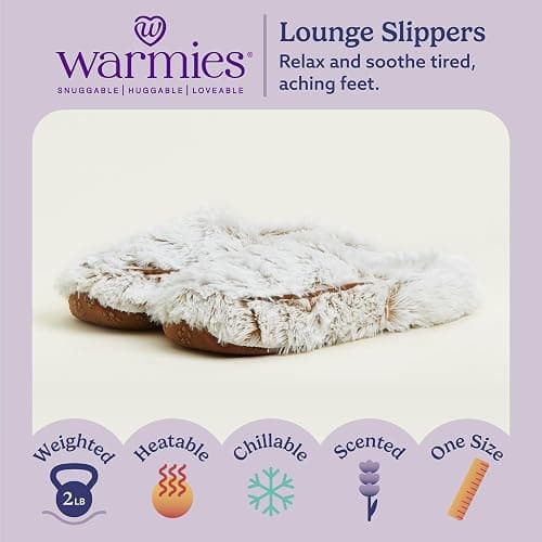 warmies Microwaveable House Slippers for Women - Plush, Soft & Fuzzy Indoor Slippers with Backs & Non-Slip Memory Foam Soles - Cozy Warm Ladies Slipper thumbnail 2