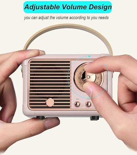Dosmix Retro Bluetooth Speaker, Vintage Decor, Small Wireless Bluetooth Speaker, Cute Old Fashion Style for Kitchen Desk Bedroom Office Outdoor,Birthday Gifts Ideas for Women Teenage thumbnail 2