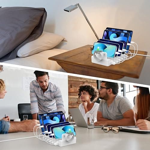 CREATIVE DESIGN Charging Station for Multiple Devices, 50W 6 Ports Charging Dock with 6 Cables Compatible with Cellphone,Tablet, Kindle, Apple Watch and Other Electronic thumbnail 6