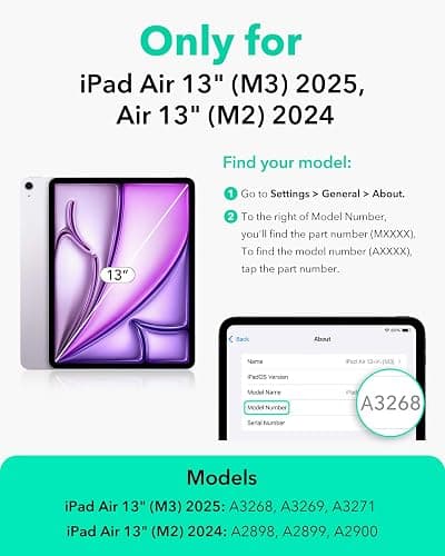 ESR for iPad Air 13 Inch Case (2025/2024) M3/M2, Removable Magnetic Cover, Adjustable Portrait/Landscape Stand with Raised Screen View, 9 Standing Angles, Shift Series, Blue thumbnail 2