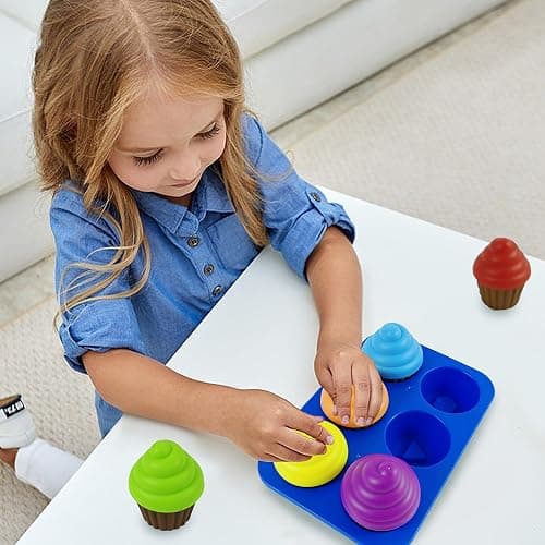Cupcake Toy Toddler Toy Learning Colors and Shape-Shape Sorting Toys for Toddlers-Geometry Manipulatives Toddler Sensory Toys for kids 1-3 - child Montessori Toys for 18 month old girls boys thumbnail 2