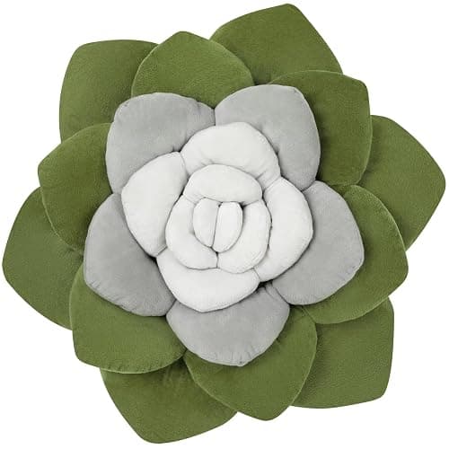 OtGalk Flower Throw Pillow - 17.8" Plant Shaped Cushion, Soft Plush Decorative Pillow for Bedroom & Living Room, Unique Green Design, Home Decor Accen - Image 1
