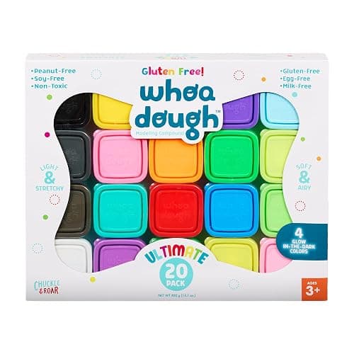 Chuckle & Roar Whoa Dough Ultimate Pack, Gluten Free Playdough Set, 20 Pack | 20 Colors for More Mixing & Modeling, Resealable Containers, Gluten Free Sensory Dough, Glow in the Dark Sensory Play - Image 1