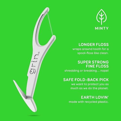 GRIN Clean Flosspyx, Floss Picks, 150 Count, Dental Flossers, Minty Flavor, Recycled Plastic, Super Strong Fine Floss, Tight Teeth, Premium Longer Floss Head, Includes Safe Fold-Back Tooth Pick thumbnail 4