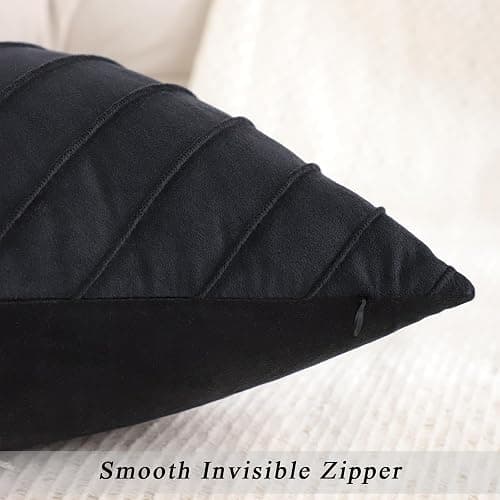 Tosleo Black Velvet Throw Pillow Covers 18 x18 inch Pack of 2 with Gold Leather Christmas Decorative Couch Pillow Cover Luxury Modern Pillowcases for Wedding Living Room Bedroom Sofa Cushion Bed thumbnail 4