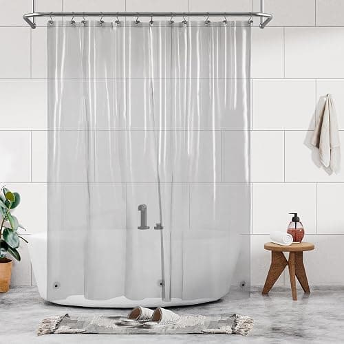 Barossa Design Shower Curtain Liner - Clear Black Premium PEVA Shower Liner with 3 Magnets and Metal Grommets, Waterproof Lightweight Standard Size Curtains for Bathroom - Translucent Black - Image 1