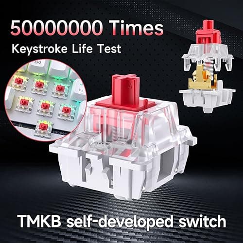 DIERYA DK63 60% Wireless Mechanical Gaming Keyboard | Bluetooth/2.4G/Wired | RGB Backlit | Anti-Ghosting Compact 63-Keys Mini Keyboard | with Red Switch | for Windows Laptop PC Gamer Typist-White thumbnail 5