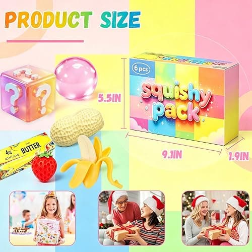 Squishy Toy Pack, Sensory Stress Relief Fidget Toys, Slow Rising TPR, 6 Pack Fun Food Squishy Set, Gifts for Kids and Adults, Birthday Party Favors, Classroom Prizes, Office Desk Decor thumbnail 2