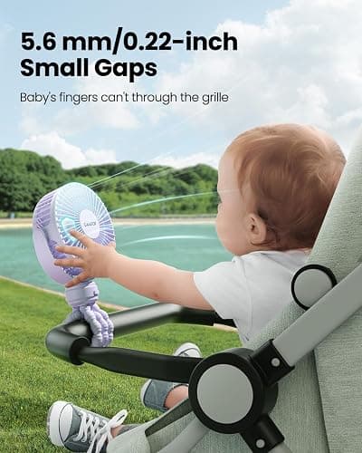 Gaiatop Mini Electric Fan with 360 Rotation, 5.5mm Gaps, Rechargeable Battery, 3 Speeds, Purple | Battery Operated Detachable, 3 Speed Rechargeable, 360° Rotate Flexible Tripod, Cooling for Car Seat Crib Treadmill Travel thumbnail 3