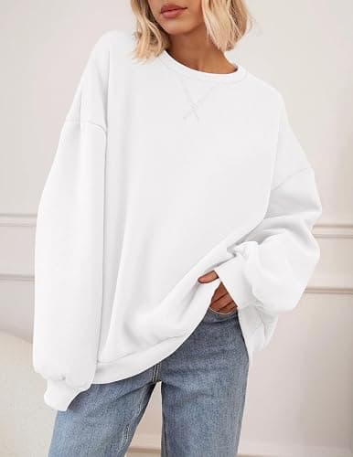 PRETTYGARDEN Sweatshirt for Women Trendy Casual Crewneck Long Sleeve Pullover Tops Fall Fashion Outfits 2025 Winter Clothes - White - Medium thumbnail 8