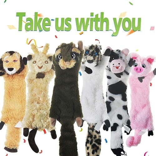 SHARLOVY Dog Squeaky Toy No Stuffing 6 Pack, Dog Toys Crinkle for Small Puppy, Durable Chew Plush Cute Animals Natural for Teething Pet thumbnail 7