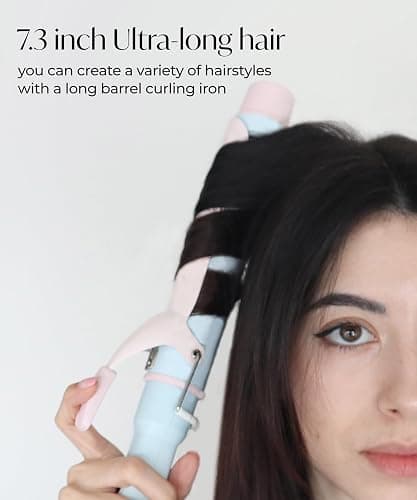 Curling Iron 1 1/2 Inch - 7.3" Long Barrel Ceramic Hair Curler for Blowout, Beach Waves - Curling Wand Designed for Long Hair - Cotton Candy thumbnail 3