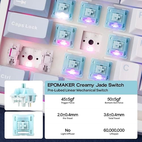 EPOMAKER TH108 Full Size Mechanical Keyboard (Blue&White, Creamy Jade) thumbnail 5