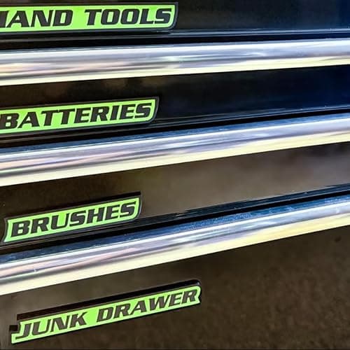 12 Pack of Magnetic Toolbox Labels, 3D-Printed Tool Box Labels, General Tool Box Organize Accessories, Reusable Tags for Steel Toolboxes, Carts, Drawers, and Cabinets(Black) thumbnail 3