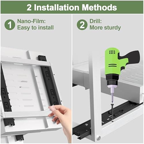2 Tier Pull Out Cabinet Organizer ,Adjustable Width & Height, Expandable Pull-Out Drawers For Cabinets, Slide Out Shelves for Kitchen Cabinets / Countertop / Pantry,Heavy-Duty & Easy to Install(White) thumbnail 8