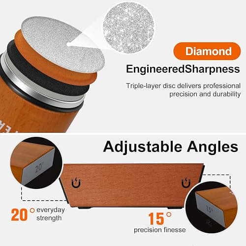 Rolling Knife Sharpener Kit, Knife Sharpener Tool, Knife Sharpening with Diamonds and Ceramic for Steel of Any Hardness, Kitchen, Outdoor & Utility Knives Sharpener with 15° & 20° Magnetic Angle. thumbnail 4