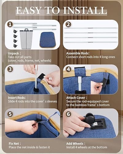 Laundry Hamper with Wheels, 75L Rolling Laundry Basket, Removable Inner Bag | Clothes Hampers for Laundry, Collapsible Dirty Clothes Hamper for Dorm, Bedroom, Bathroom, Laundry Room thumbnail 7
