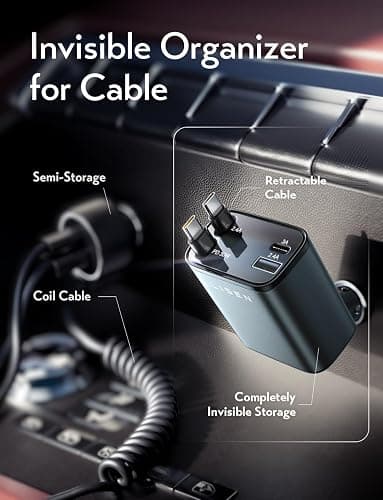 LISEN 【Upgraded Dual Type-C 】 Retractable Car Charger 4 in 1, 69W Fast Car Charger USBC Cargador para Carro for iPhone 17 Pro Max Air, Retractable Charger for Car fit iPhone 16 15 Pro Air, Black thumbnail 9