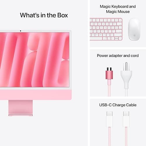 Apple 2024 iMac All-in-One Desktop Computer with M4 chip with 8-core CPU and 8-core GPU: Built for Apple Intelligence, 24-inch Retina Display, 16GB Unified Memory, 256GB SSD Storage; Pink thumbnail 6