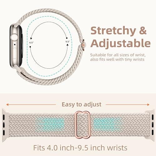 DaQin 4 Pack Braided Stretchy Solo Loop for Apple Watch Bands Women Men 40mm 41mm 42mm 44mm 45mm 46mm 49mm 38mm, Soft Nylon Elastic Sport Strap for iWatch Band Series 11 10 9 8 7 6 5 4 3 2 1 SE Ultra thumbnail 3
