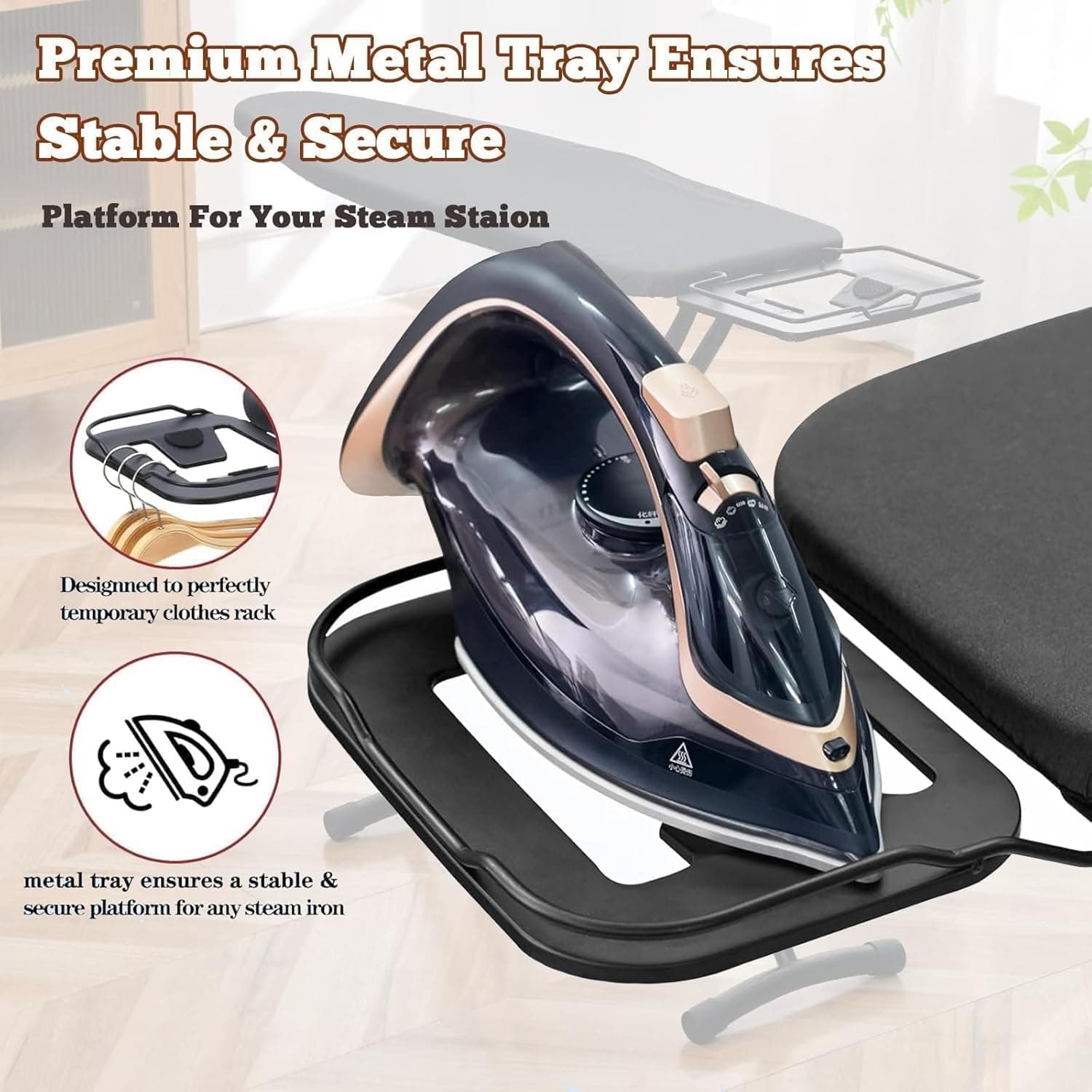 Quintin Ironing Board 110×33cm Folding Iron Board with Iron Rest | 73-90cm Adjustable Height Heavy Sturdy Legs,Extra Thick Heat Resistant Surface Cover, Space Saving Design Home thumbnail 4