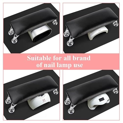 Nail Arm Rest for Acrylic Nails with Nail Table Mat, Microfiber Leather Nail Hand Rest Cushion for Nails, Soft Hand Pillow Footstool with Foldable Nail Art Hand Rest Pad for Nail Tech Use (Black) thumbnail 3
