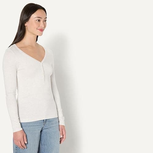 Amazon Essentials Women's Ribbed Knit Long Sleeve Henley Slim Fit T-Shirt thumbnail 2