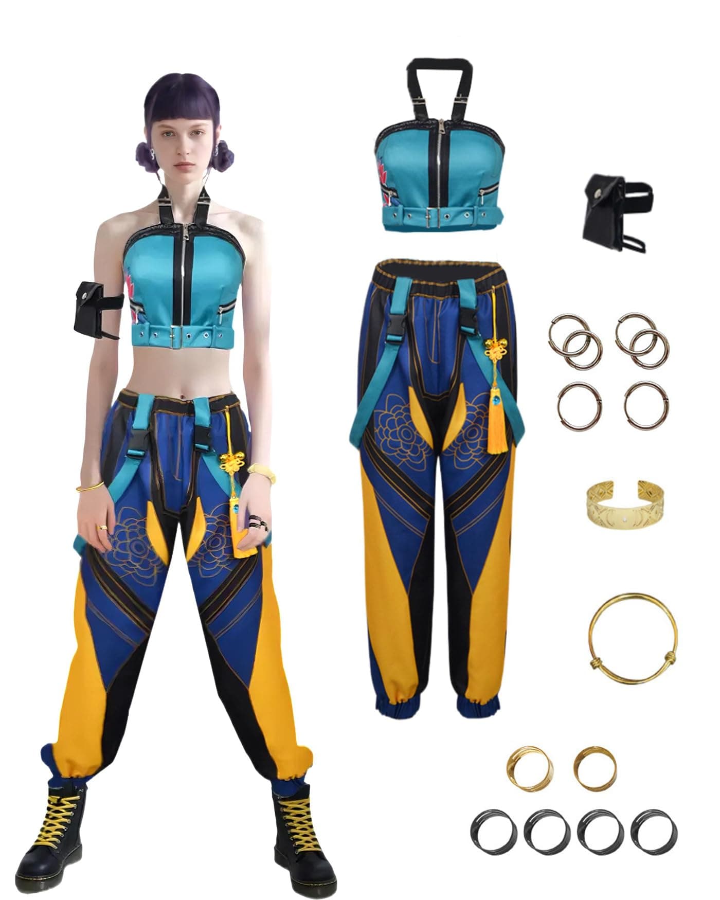 Koongso Women’s Anime K-Pop Demon-Hunting Costume, Hunters Idol Zoey Cosplay Full Outfits Halloween Carnival Fancy Dress Up - X-Small - Image 1