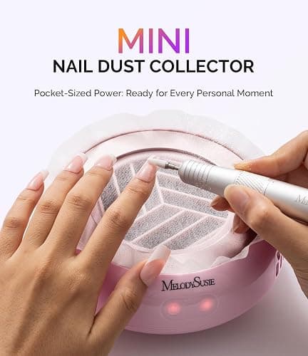 MelodySusie Pocket-Sized Nail Dust Collector HProA for Gel Polish Removal | 6000RPM, 3 Suction Modes, 30 Disposable Filters, for Beginners & Home DIY Nail Art, Dust-free Nail Work thumbnail 2