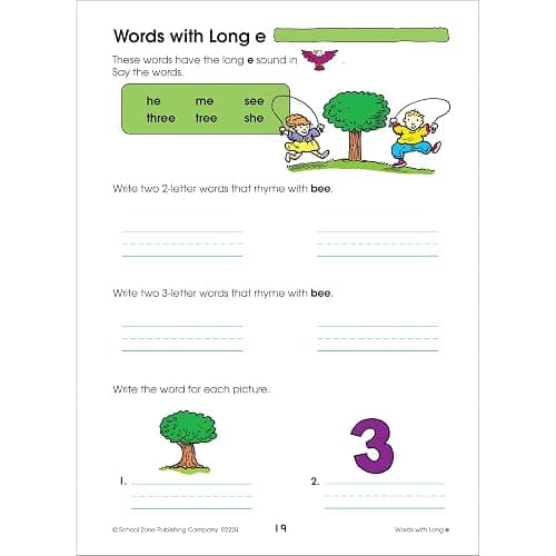 School Zone Spelling Puzzles 1-2 Workbook: 64 Pages, 1st Grade, 2nd Grade, Compound Words, Vowels, Consonants, Pronunciation, Writing, Ages 6 to 8 (I Know It! Book Series) thumbnail 4
