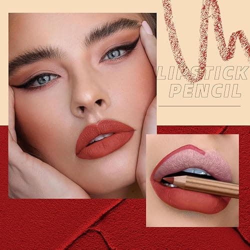 Sitovely 12 Farben Schlankes Lippenkonturenstifte Set,Longwear Smooth Lip Pencil Cremiger Lip Liner Stift Matter Lippenstift wasserfester Lippenstift,Hochpigmentiertes natürliches Lippen Makeup(A, M) thumbnail 5