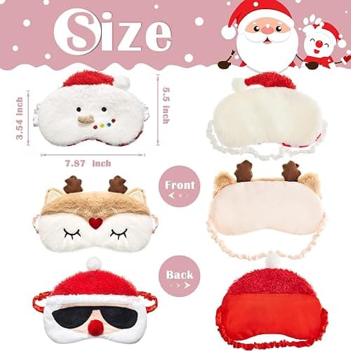 3 Pieces Christmas Eye Masks for Boys and Girls Sleeping Mask for Kids Sleep for Christmas, Santa Snowman Reindeer Cute Soft Plush Blindfold Gifts for Children Family Party Present thumbnail 2