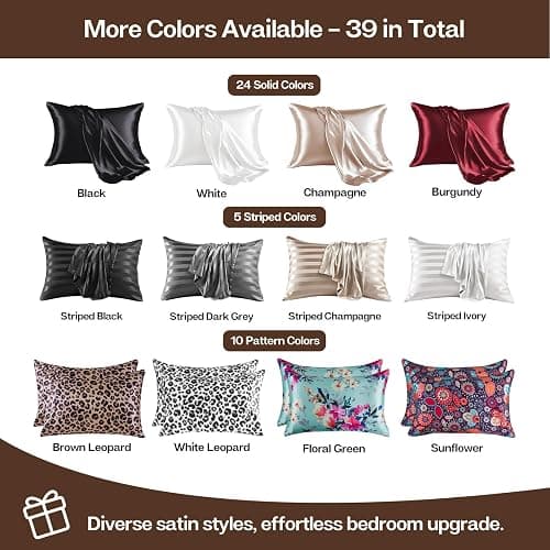 MR&HM Satin Pillowcase for Hair and Skin, Silk Satin Pillowcase 2 Pack, Queen Size Pillow Cases Set of 2, Silky Pillow Cover with Envelope Closure (20x30, Brown) thumbnail 7
