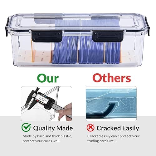 DEEIF Toploader Storage Box, Trading Card Storage Box with 5 Dividers, Hard Plastic TCG Card Storage Box for Top Loaders, Large for 165 Toploaders 650 Cards (2 Pack) thumbnail 6