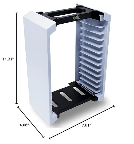 Game Storage Tower – Universal Video Game Storage – Stores 12 Game or Blu-Ray Disks – Game Holder Rack for PS4, PS5, Xbox One, Xbox Series X/S, Nintendo Switch Games and Blu-Ray Discs (White) thumbnail 3