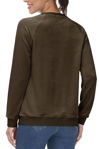MAGCOMSEN Women's Velour Sweatshirts Crewneck Long Sleeve Casual Pullover Soft Warm Shirts Velvet Tops Winter Fall thumbnail 3