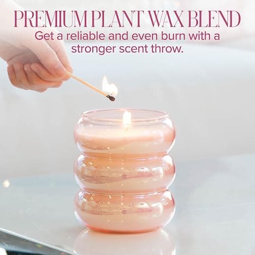 Paris Hilton Pink Spritz Scented Candle, Bubble Glass Vessel with Pink Iridescent Finish, Premium Plant Wax Blend, Cotton Wick, 18-Ounce thumbnail 6