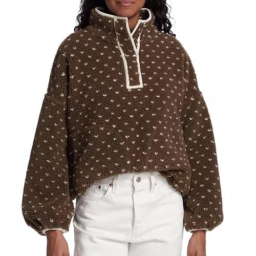 Talakeno Womens Fleece Sweatshirt Half Zip Sherpa Pullover Jackets Warm Long Sleeve Vintage Hiking Coat with Pockets thumbnail 2