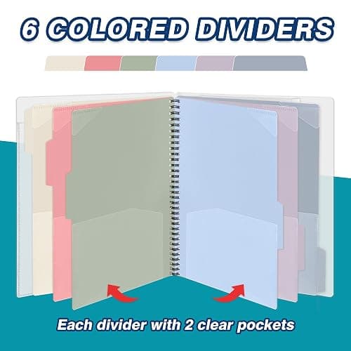 H4D 12 Pocket Poly Project Organizer, Multi Pocket Folder, Pastel Colors | 12 Pocket, Spiral, Multi-Subject, Folder Notebook, Letter Size thumbnail 6
