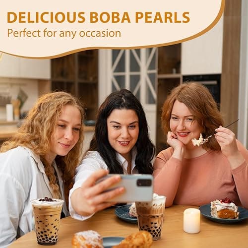 Soeos Boba Pearls, Black Tapioca Pearls 8.8 oz (0.55 lb), Black Sugar Flavor Boba Pearls for Bubble Tea, Smoothies & Desserts – Sweet, Chewy, and Ready to Cook thumbnail 6