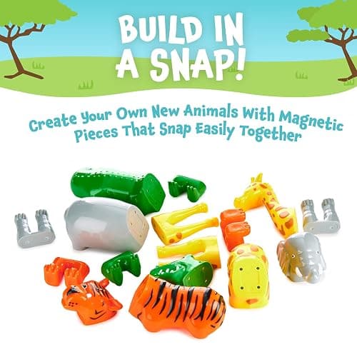 POPULAR PLAYTHINGS Magnetic Animals for Toddlers 1-3, Mix or Match Animal Toys, Set of 4 Gift for Kids - Jungle Animals thumbnail 3