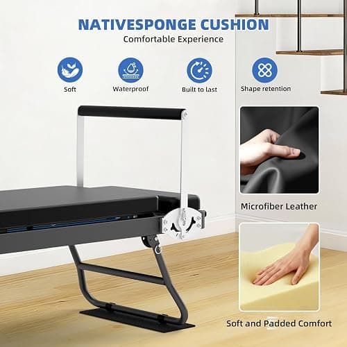 WNPANE Foldable Pilates Reformer for Home Use – Pilates Reformer Machine with Multi-Color Adjustable Resistance Bands, Space-Saving Reformer for Core Strength & Full Body Workout thumbnail 8
