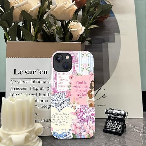 COTAIL Case Designed for iPhone 15, Hybrid 2-Layer Case, Military-Grade Protection Durable Shockproof Anti-Scratch Phone Case, Pink Blue Jesus Collage thumbnail 5